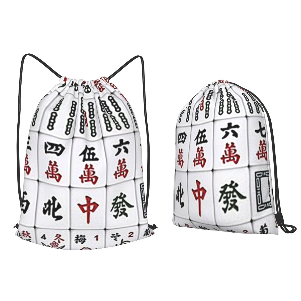 Mahjong Tile Pattern Backpacks - Tile Bag Drawstring 评论和价格