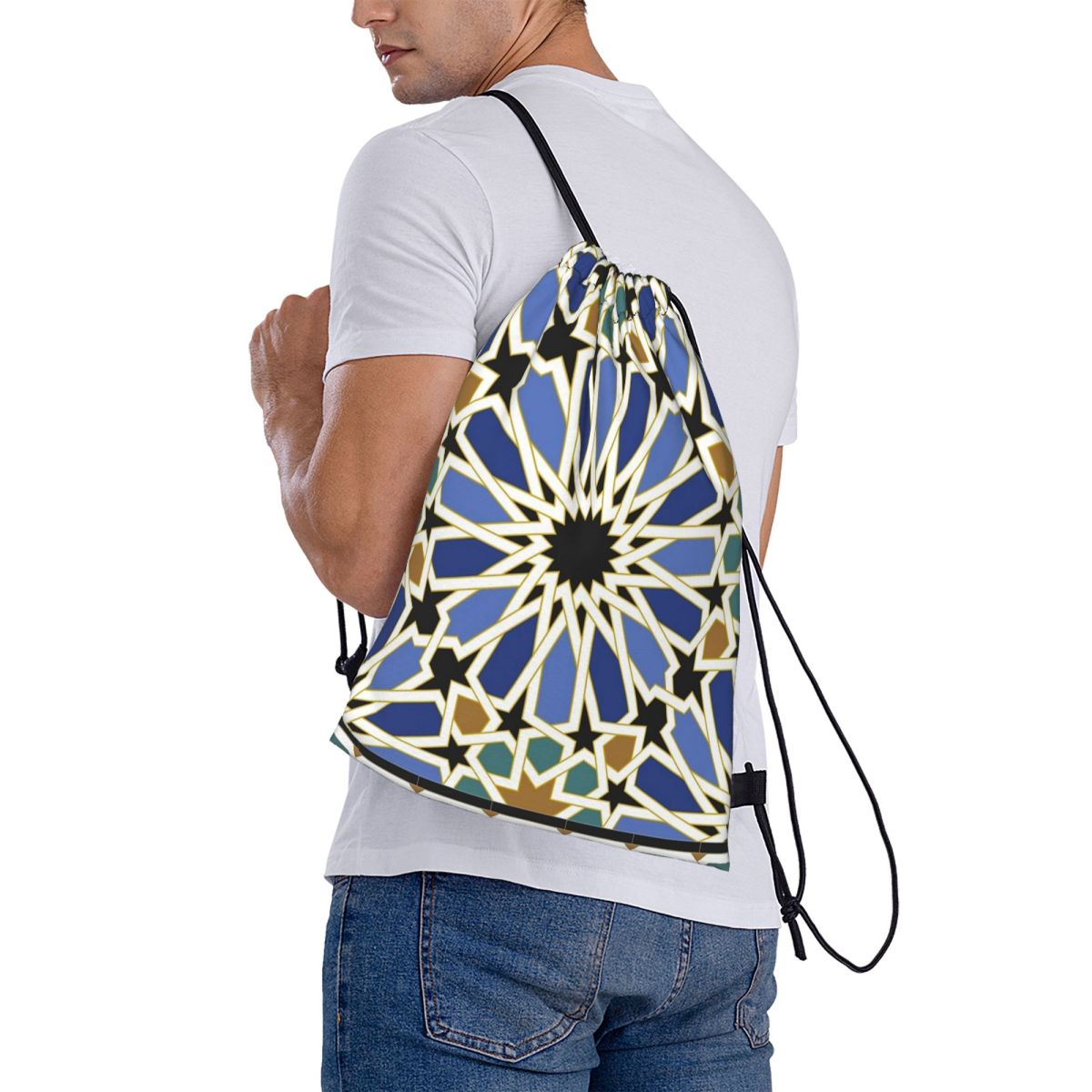 Arabic Tile I Backpacks Multi- - Tile Bag Drawstring 评论和价格