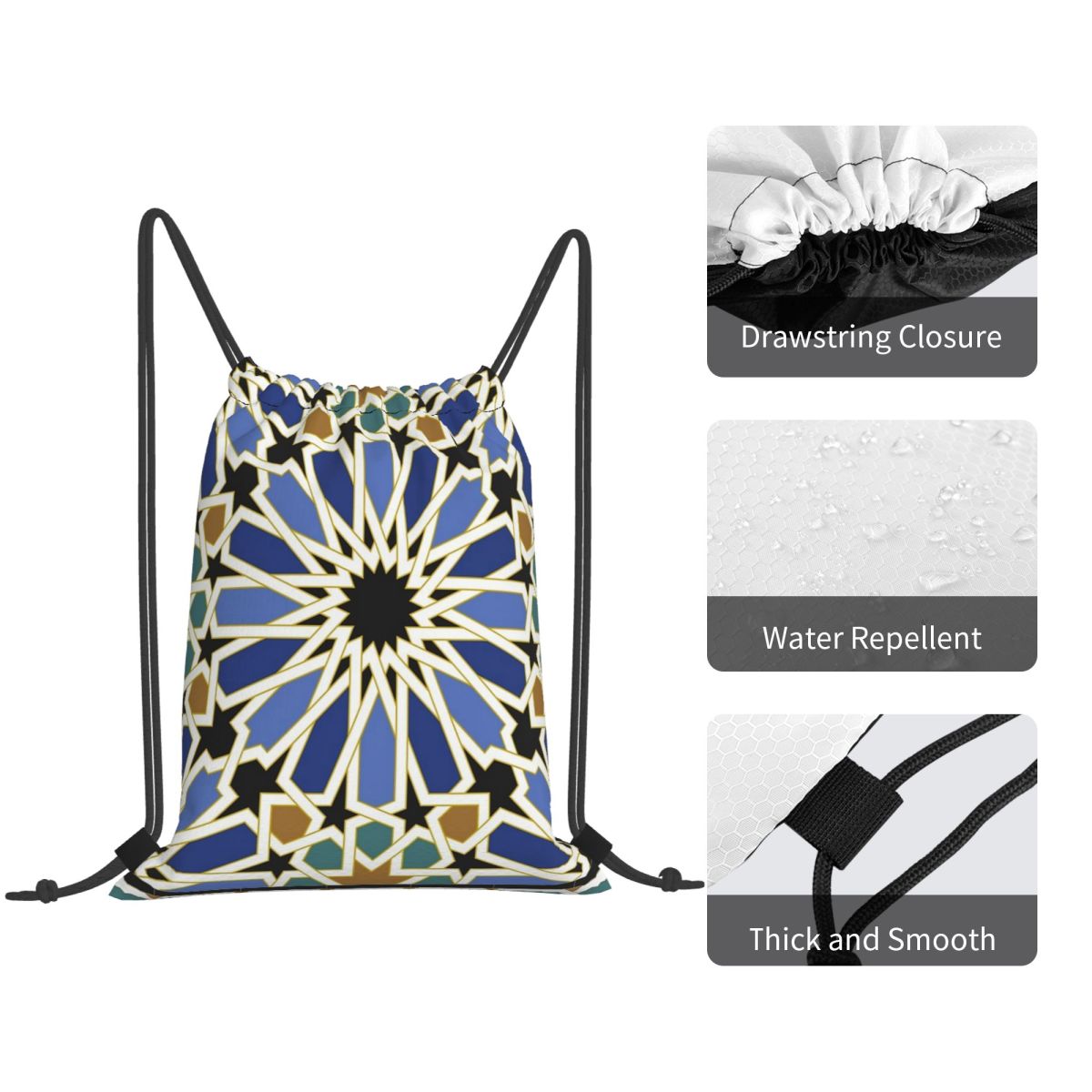 Arabic Tile I Backpacks Multi- - Tile Bag Drawstring 评论和价格