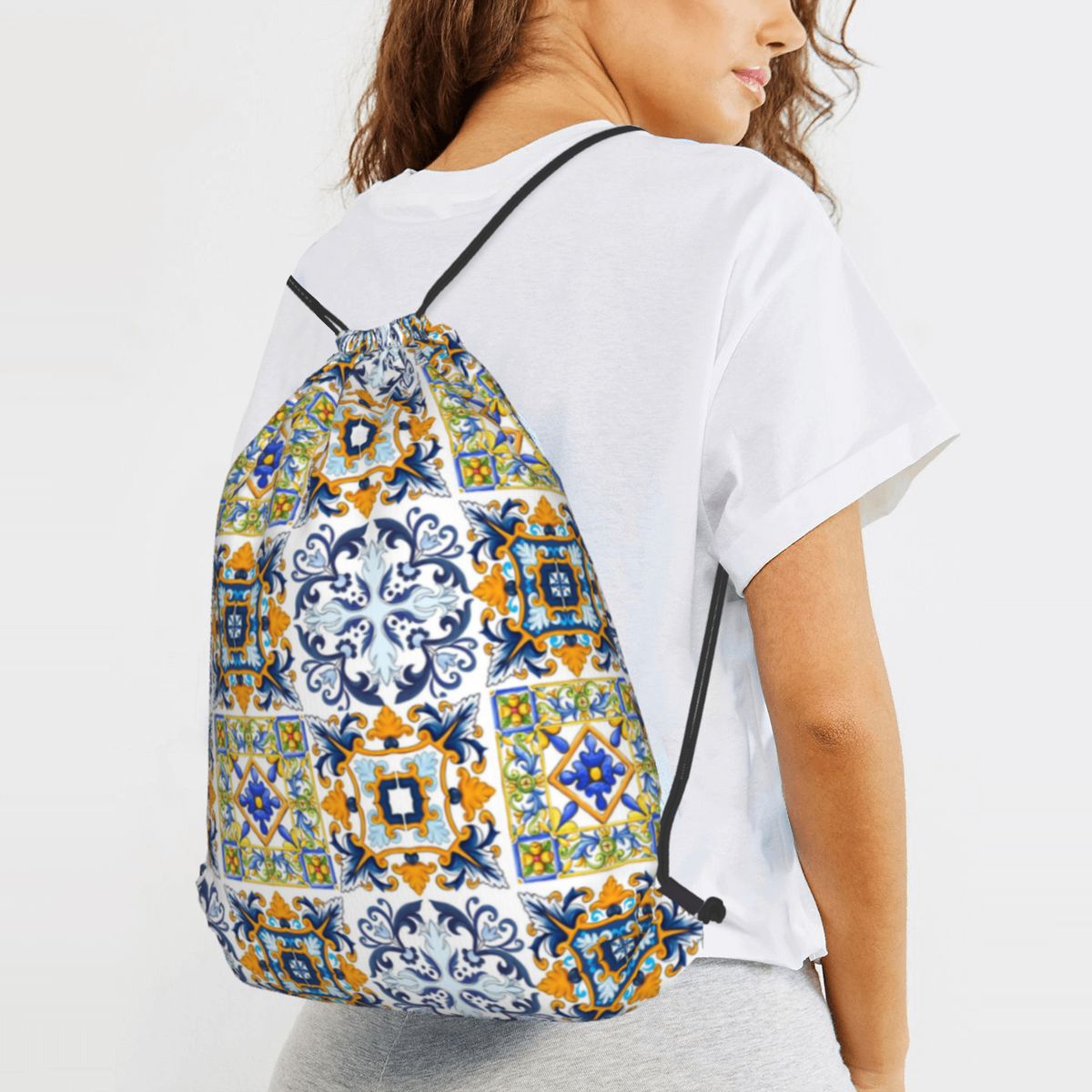 Copy Of Sicilian Tiles,mediter - Tile Bag Drawstring 评论和价格