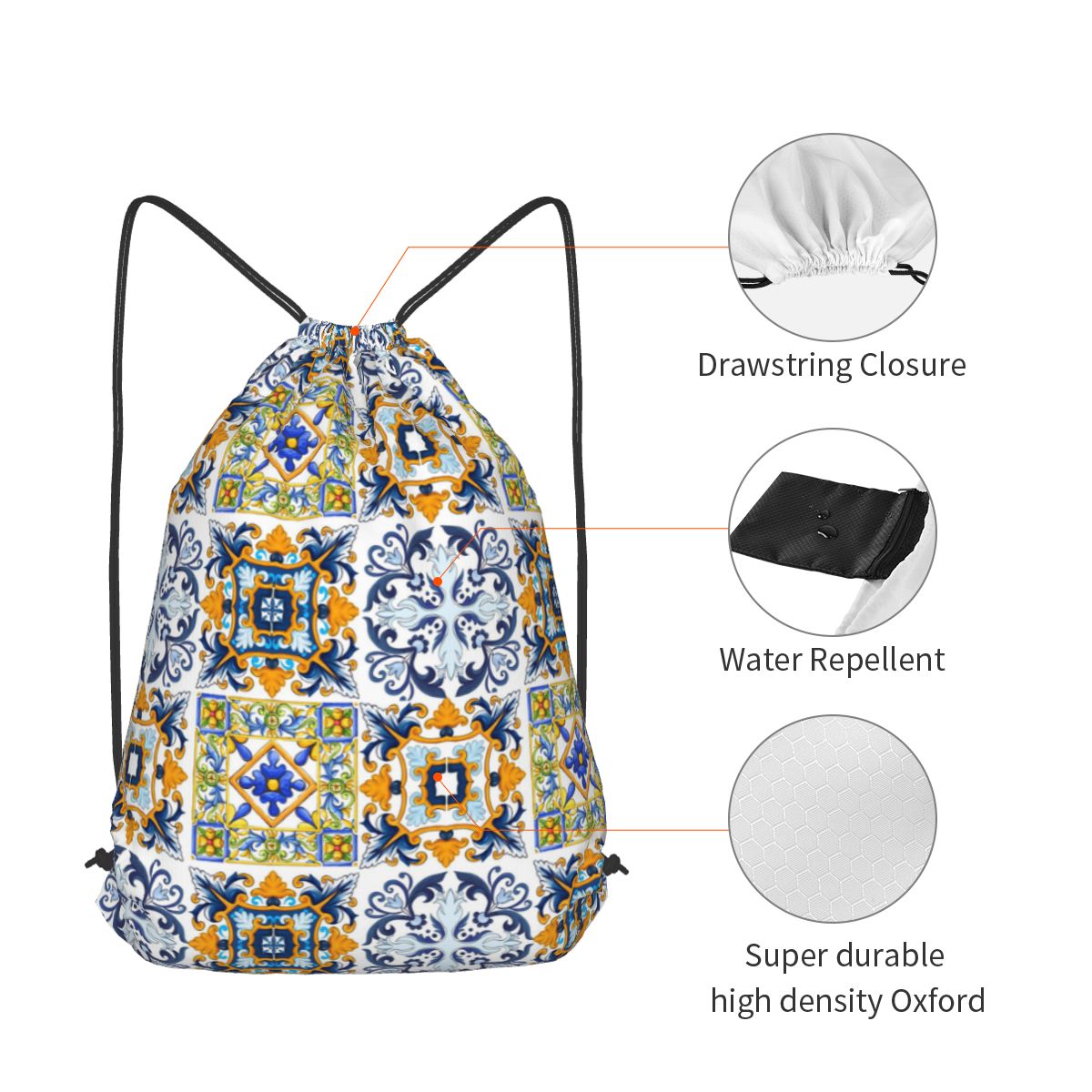 Copy Of Sicilian Tiles,mediter - Tile Bag Drawstring 评论和价格