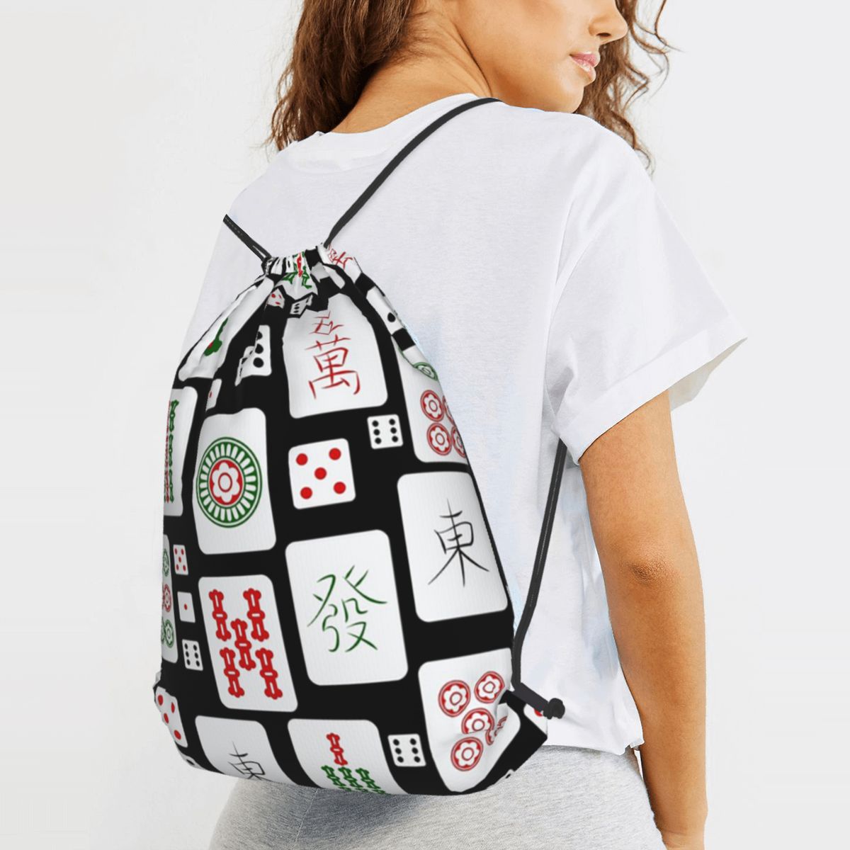 Mahjong Tiles Game Dice Backpa - Tile Bag Drawstring 评论和价格