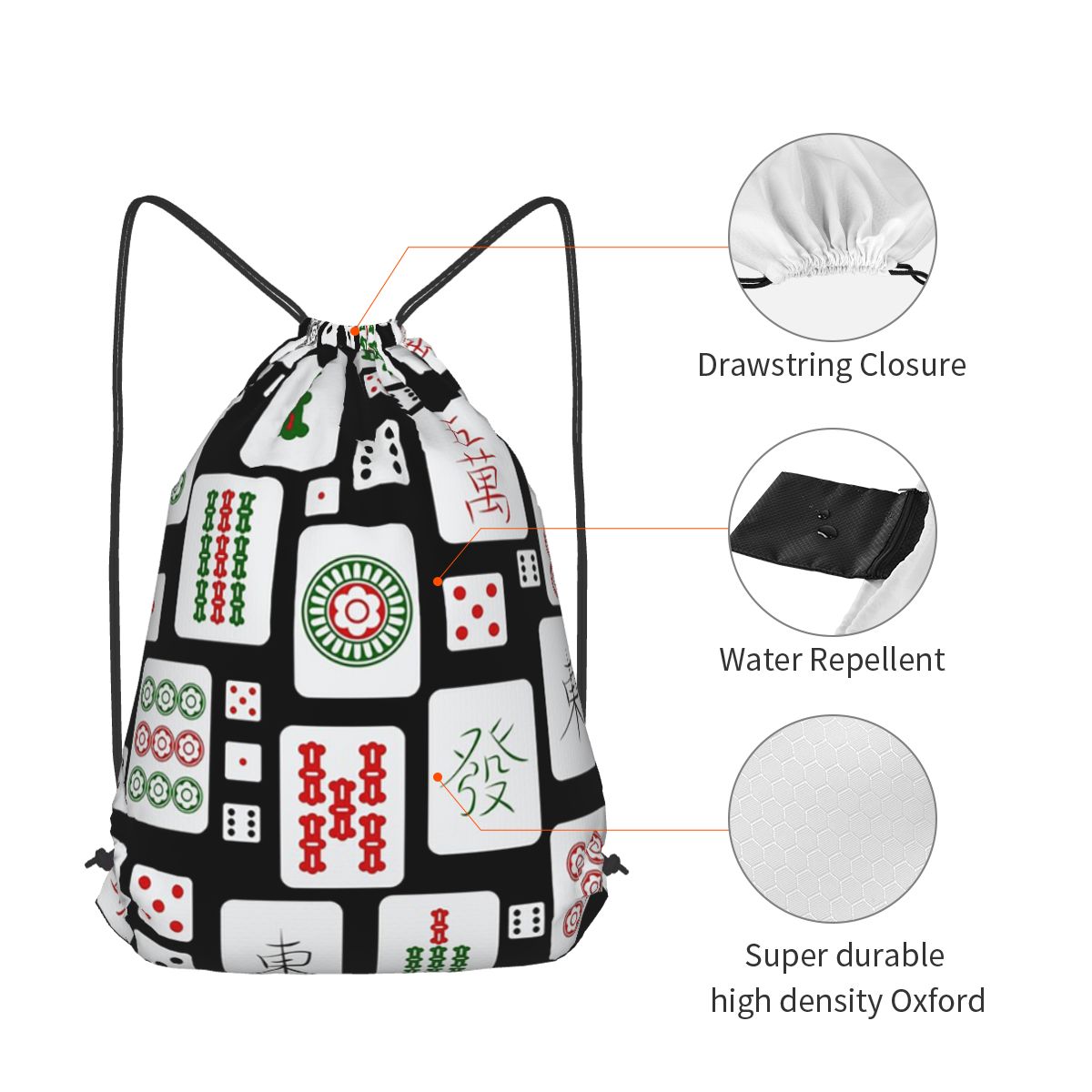 Mahjong Tiles Game Dice Backpa - Tile Bag Drawstring 评论和价格