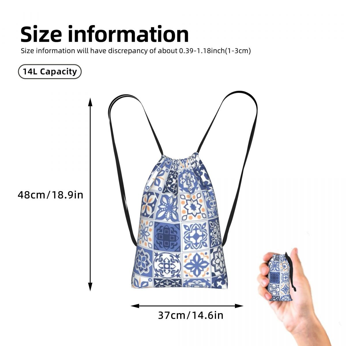 Blue Portuguese Tile Portugal  - Tile Bag Drawstring 评论和价格