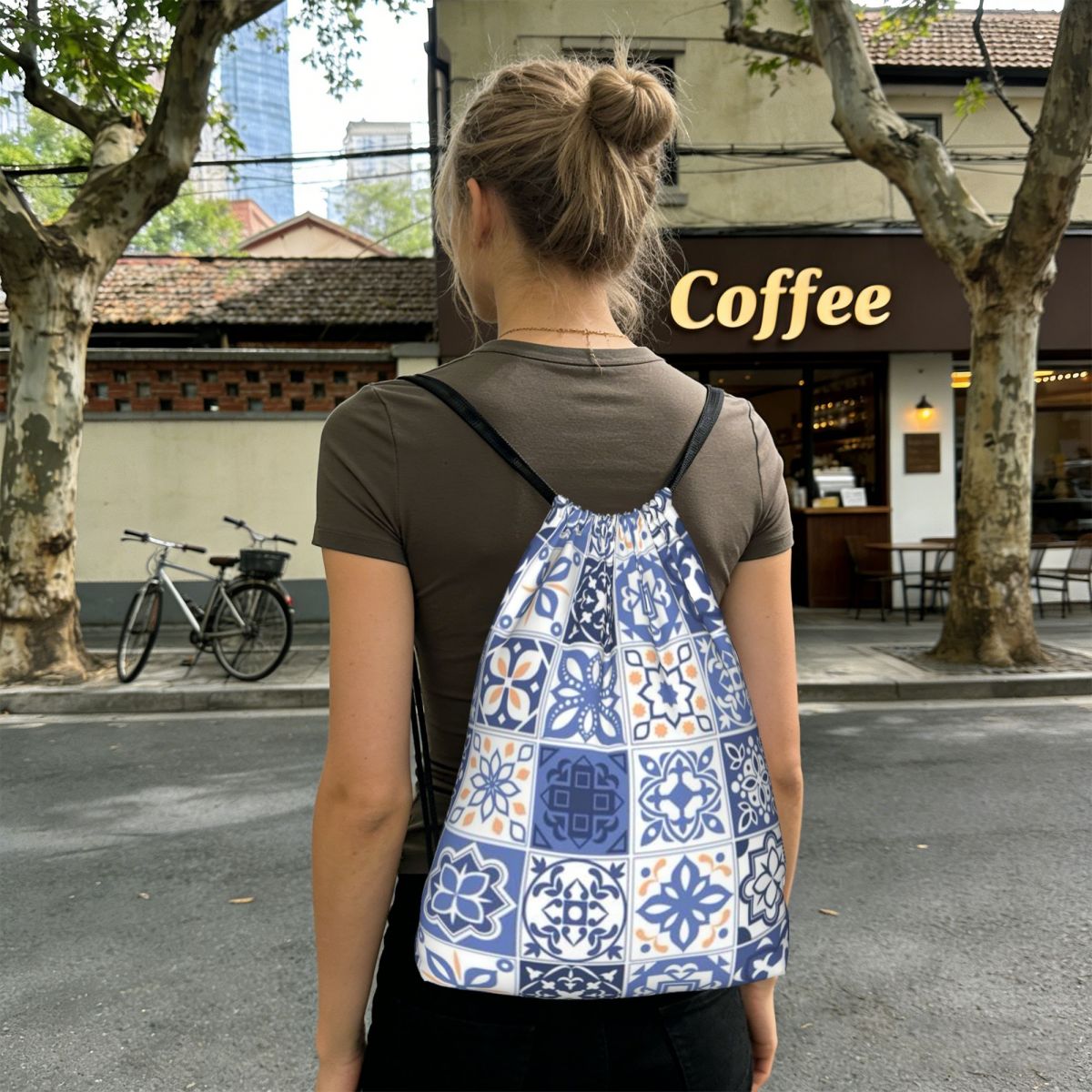 Blue Portuguese Tile Portugal  - Tile Bag Drawstring 评论和价格