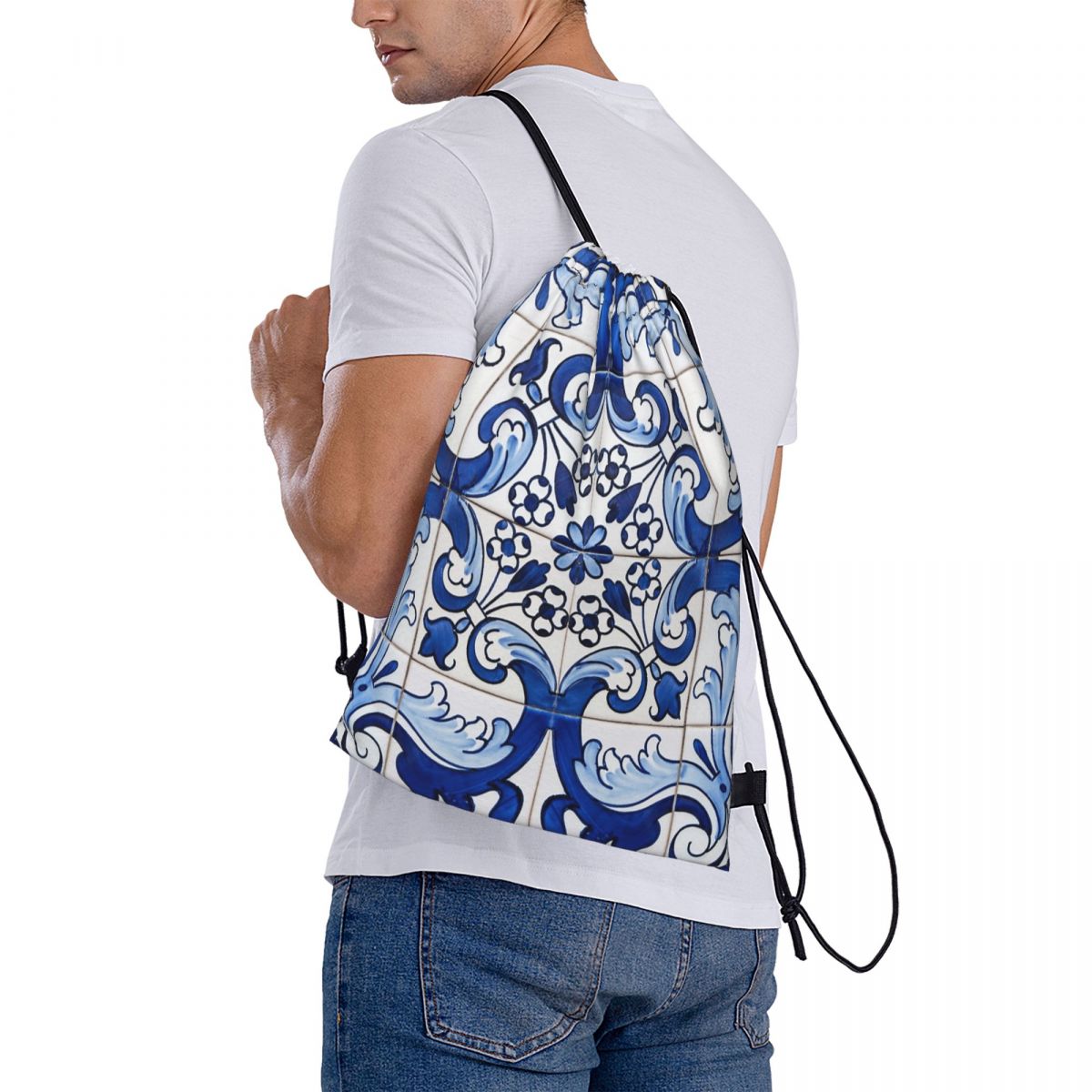 Antique Classic Lisbon Blue Az - Tile Bag Drawstring 评论和价格