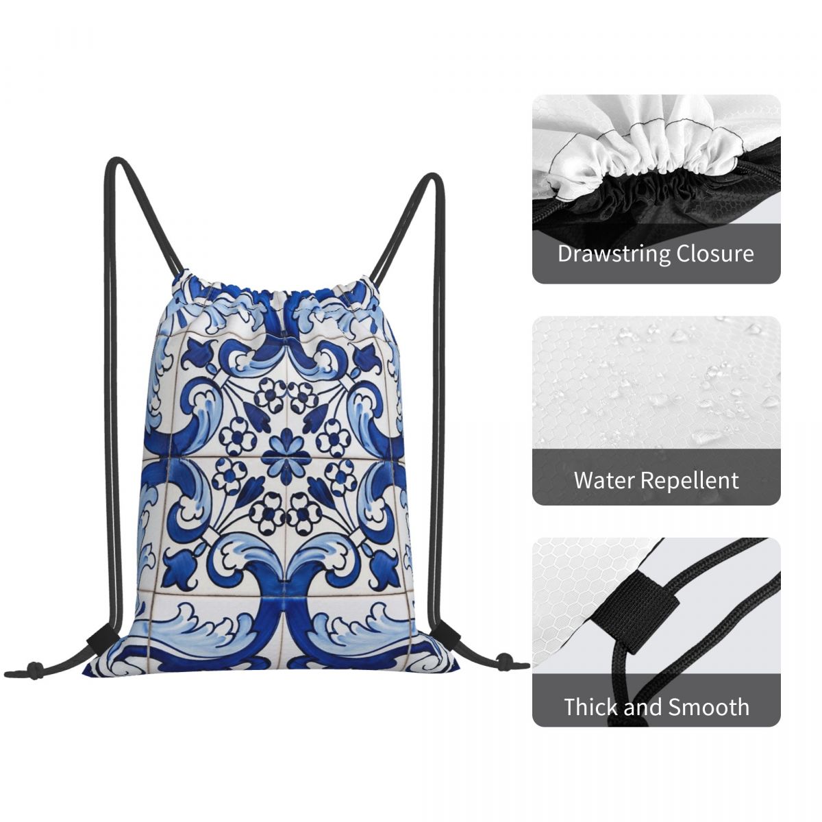 Antique Classic Lisbon Blue Az - Tile Bag Drawstring 评论和价格