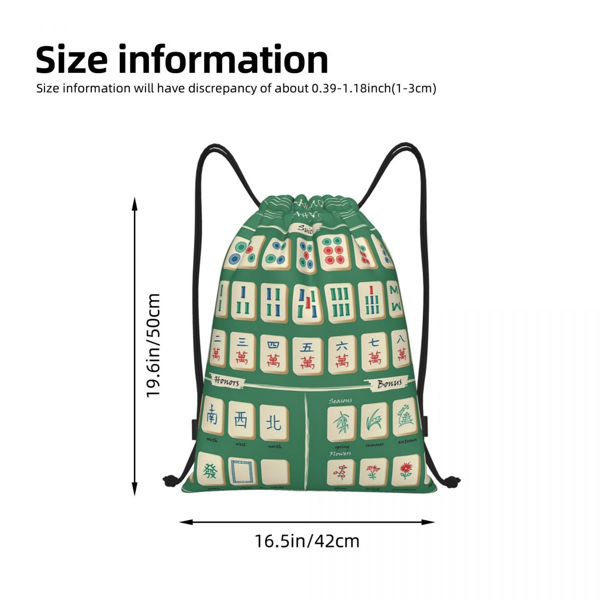 Mahjong Tile Pattern Backpacks - Tile Bag Drawstring 评论和价格