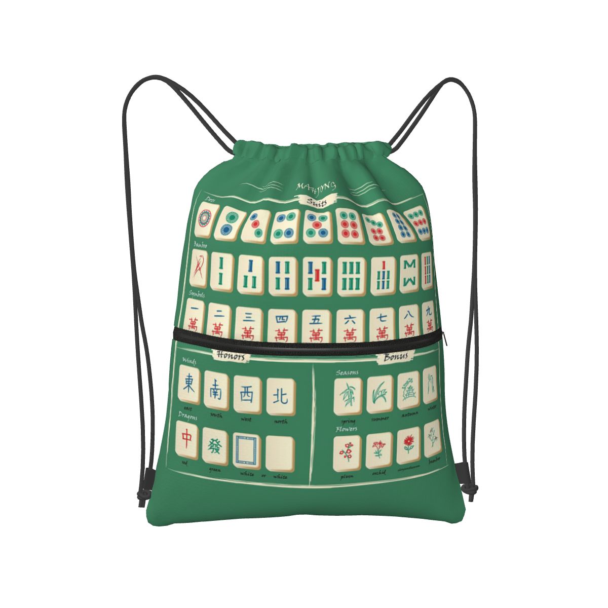 Mahjong Tile Pattern Backpacks - Tile Bag Drawstring 评论和价格