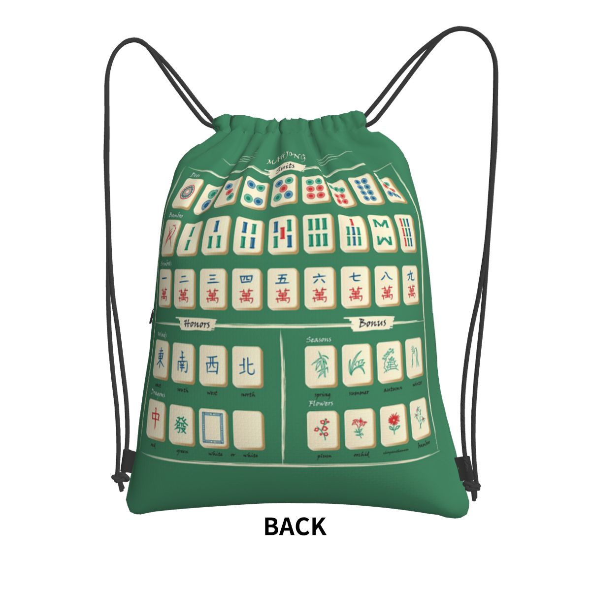 Mahjong Tile Pattern Backpacks - Tile Bag Drawstring 评论和价格