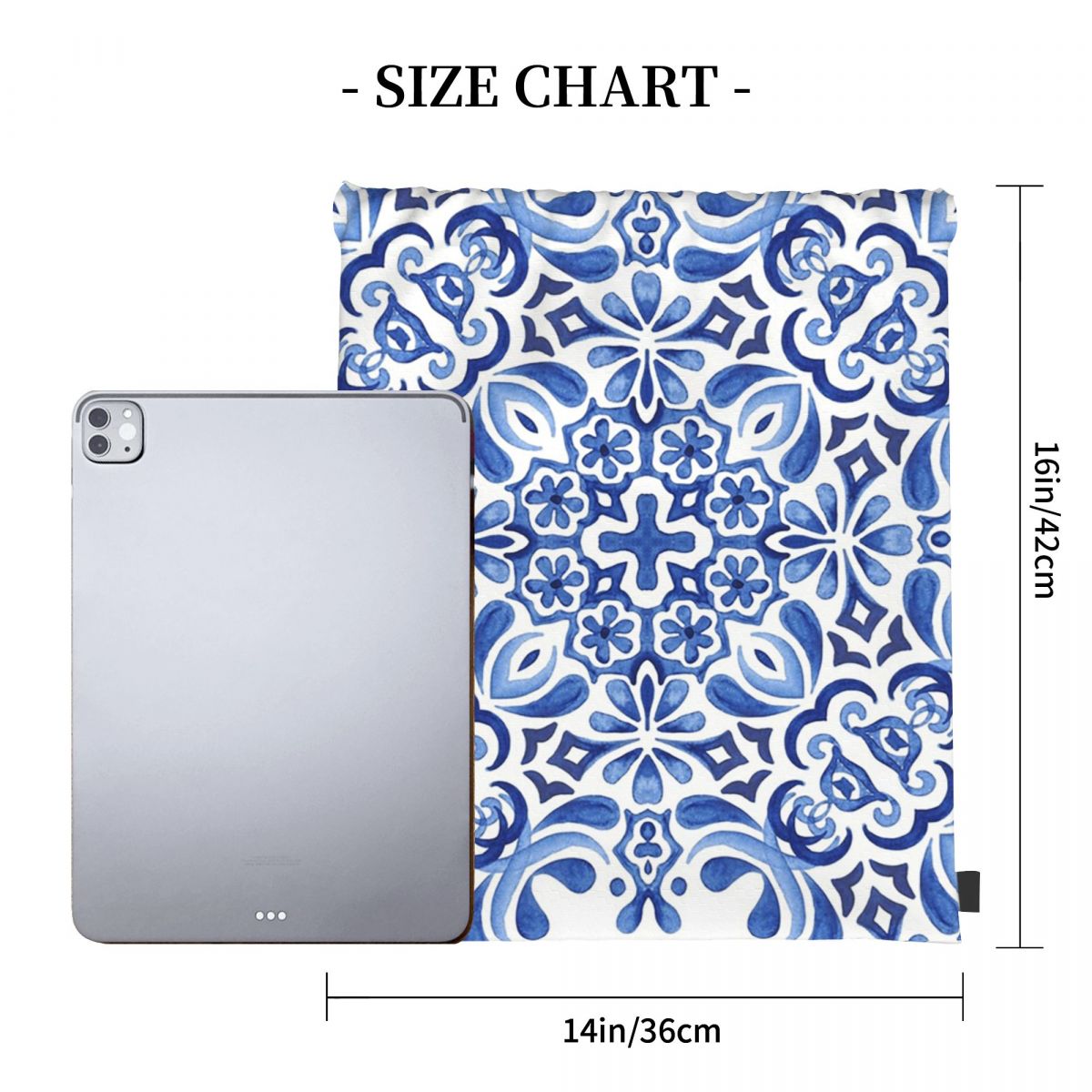 Mediterranean Mosaic Tiles Azu - Tile Bag Drawstring 评论和价格